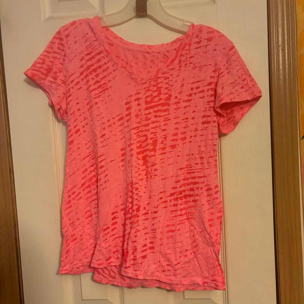 Pink Under Armour V-Neck Tee with Logo - Women’s Small